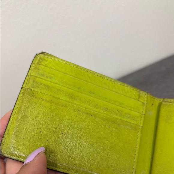 MCM Neon Green Logo Bifold Wallet Junk up cycle piece - Picture 9 of 12